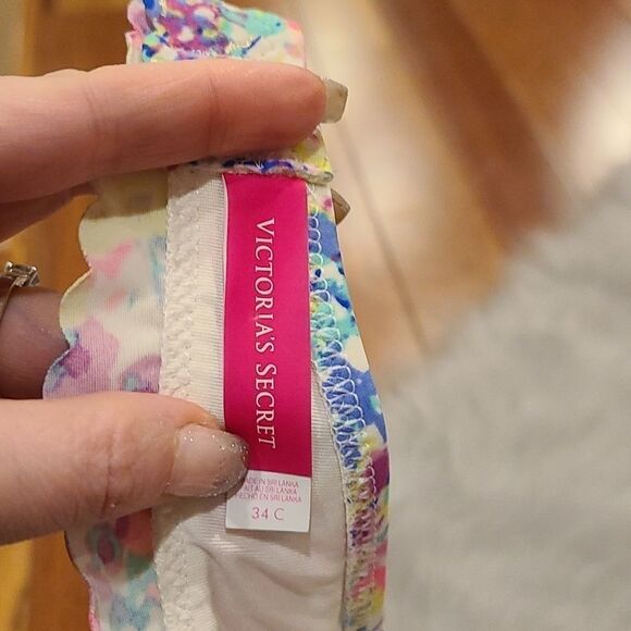 Victoria secret bright color floral swim suit top size 34c - Picture 2 of 3